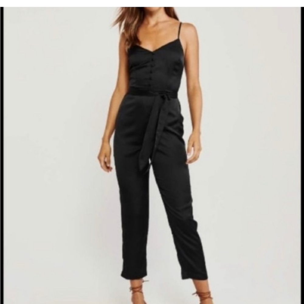 Abercrombie & Fitch Black Button-Front Jumpsuit
